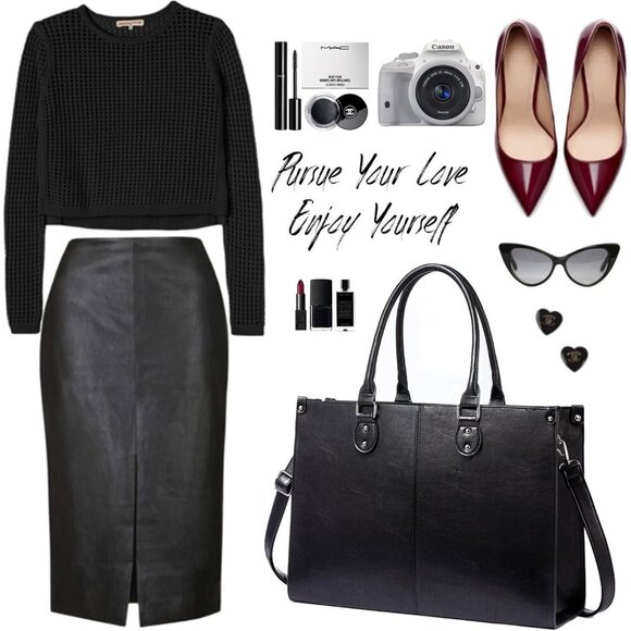 LOVEVOOK Laptop Bag for Women 15.6 inch Laptop Tote Bag Vintage Work Bags - Picture 8 of 8